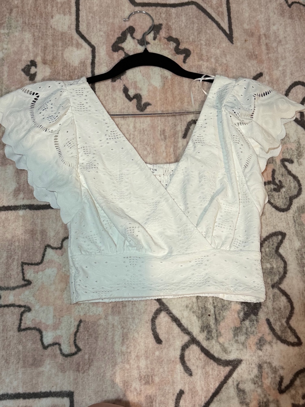 Women’s White Eyelet Lace Crop Top– Lightweight Comfort